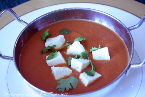 A delicious, rich tasting tomato gravy with gently firm paneer